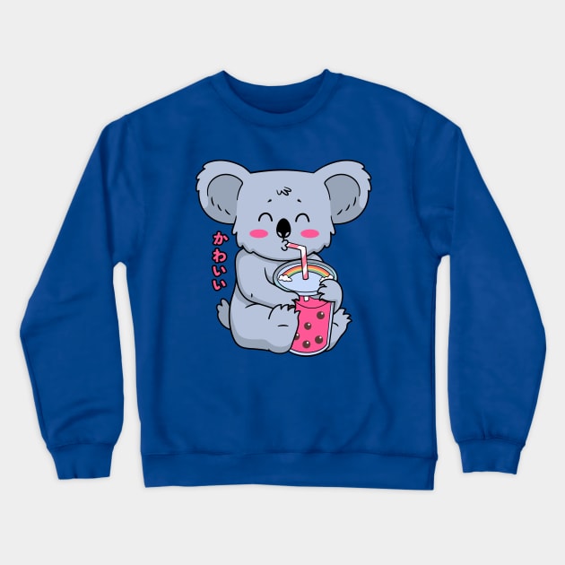 Kawaii Koala Drinking Bubble Tea Crewneck Sweatshirt by Bruno Pires